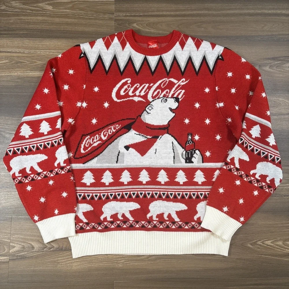 Coca-cola Polar Bear Graphic Christmas Sweater Size L